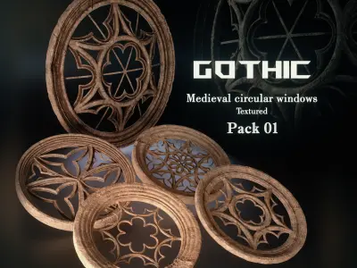 Medieval Circular Windows Pack 01 Low-poly 3D model