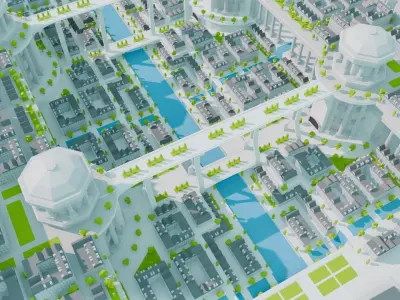 Old City Low-poly 3D model