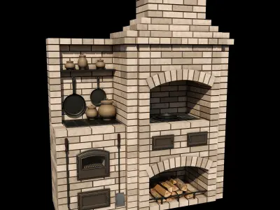 BBQ brick oven 3D model
