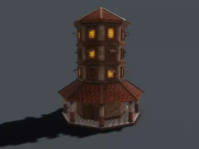 Medieval Granary Low-poly 3D model
