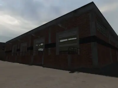 Industrial train station Low-poly 3D model