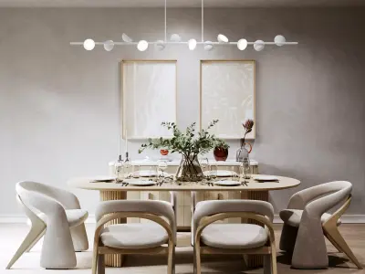 Modern Dining Room Scene 3ds Max Corona 3D model