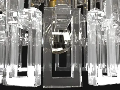 Chandelier made of glass and gold 3D model