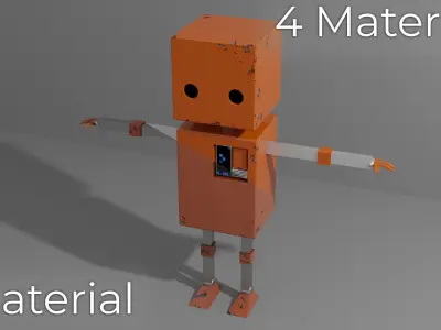 Cute Rectangular Robot for VRChat Low-poly 3D model