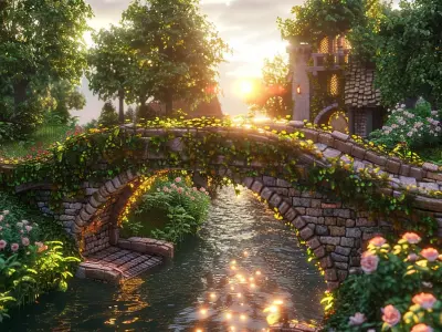 3D Tudor Bridgify - Blender Bridge Geometry Node 3D model