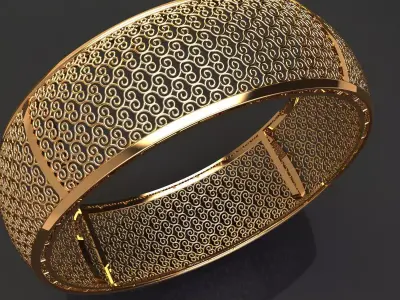 1302 Wide Filigree Bangle 61MM-24gm 3D print model