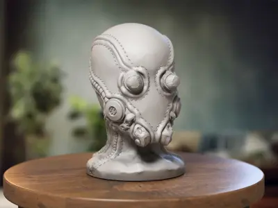 Robot Skull Headphone Stand  Cyborg Headset Stand  3D print model