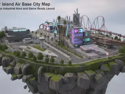 Modular Island Air Base City Map 3D model