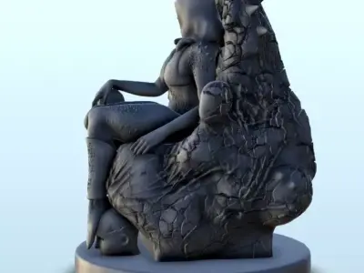Sexy alien princess on throne 12 - Future Sci-Fi SF Post apocaly 3D print model