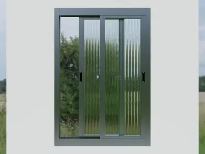 Bathroom Window Aluminium with Ribbed Glass 3D model