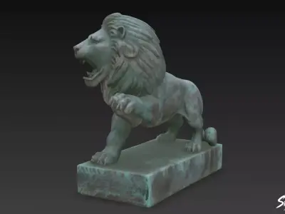 Lion Statue V24 Low-poly 3D model