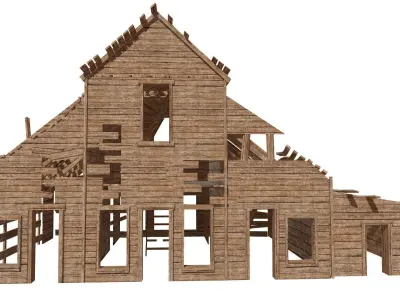 Wooden abandoned old raw barn da1 Low-poly 3D model purchase