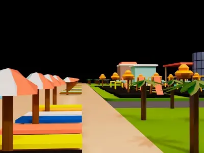 Low Poly City Environment 3D model