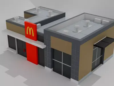 Low Poly Game Ready McDonald Building Free low-poly 3D model