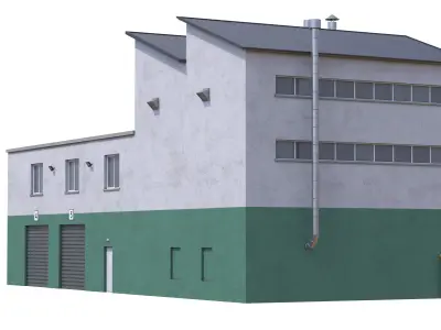 Industrial Building 15 Green Low-poly 3D model