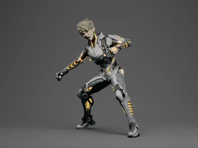 Genos cyborg 3d character with RIG 3D model