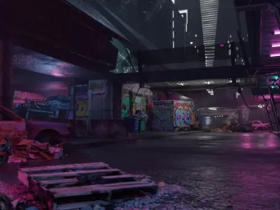 Cyberpunk Exterior Scene v3 3D model