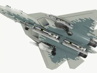  Su57 Stealth Jet Fighter Vehicle Grey Camo 