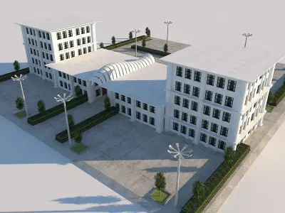 Old Type Column Official Building Low-poly 3D model