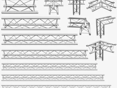 Mini Triangular Truss Collection - 14 PCS Modular 3D model