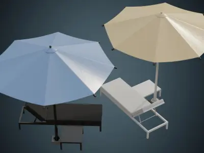 Sun Lounger 2A Low-poly 3D model