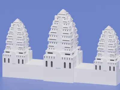 Cartoon Angkor Wat 3D model