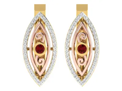 Light Weight Yellow Gold Diamond Earring EZ BI-56 3D print model