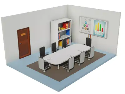 Office conference room Low-poly 3D model