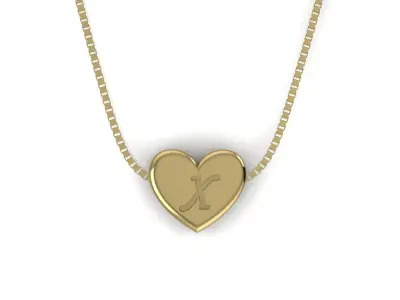 Pendant initial heart X 3D print model