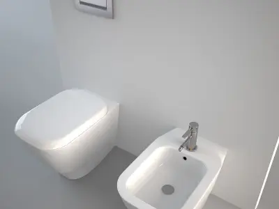 Pozzi Ginori Toilet and Bidet Q3 Standing 3D model