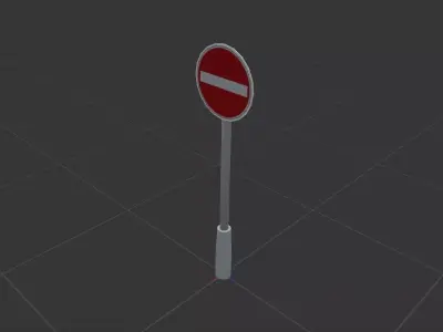 Low poly road sign Low-poly 3D model