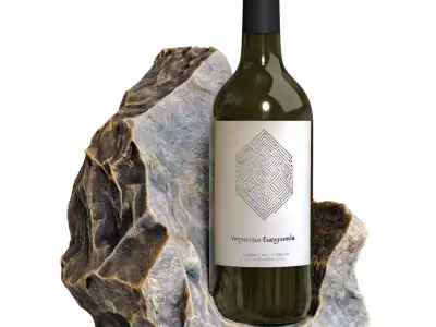 Handcrafted stone wine bottle stand holder  3D model