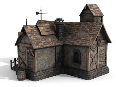 Medieval House Low-poly 3D model