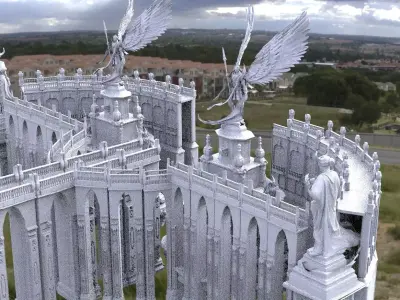 Baroque Bridge tall arches angels on stands 3D model 3D model
