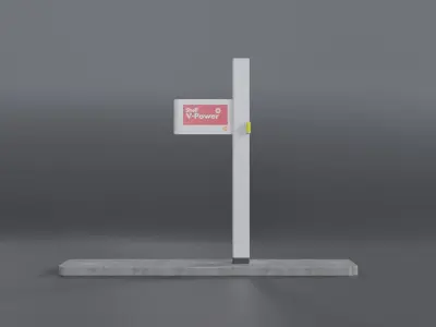 Shell Fuel Sign Canopy Service Station 3D model