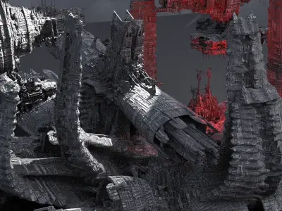 Sci-Fi  Alien Spine City Kitbash 1 3D model