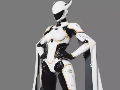 Futuristic Female Android Low-poly 3D model