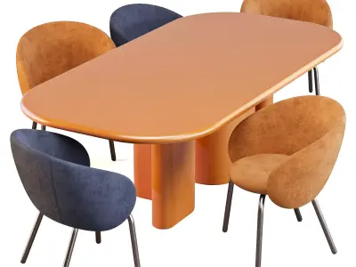 MiniForms BonBon Table and Nebula Chairs - Dining Set 01 3D model