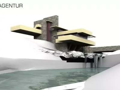House Fallingwater Frank Lloyd Wright 3D model