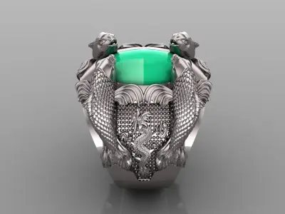 Gold Fish Ring For men cad design  3D print model