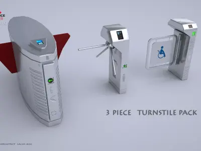  TURNSTILE PACK 3D MODEL  3 PIECE Low-poly 3D model