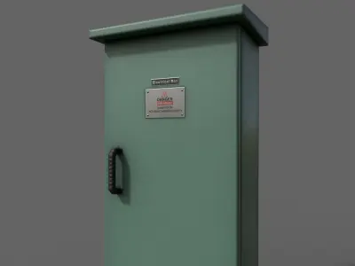PBR Electric Box Green V5 Low-poly 3D model