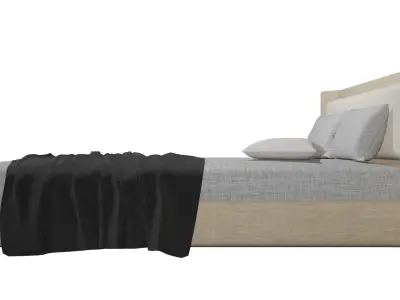 Queen Size Bed QFB-03v1 Low-poly 3D model
