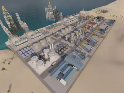 Industrial Factory-Petrochemical-Complex and Oil Gas Rig 3D model