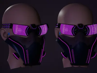 Sci fi Glasses Goggles and Mask 3 Low-poly 3D model