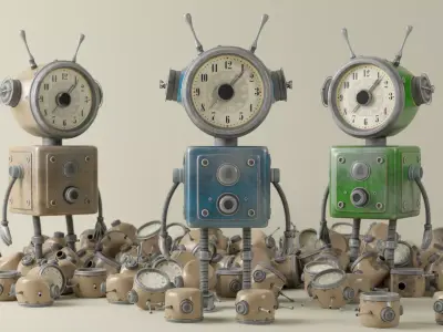 Old Alarm Robot Low-poly 3D model