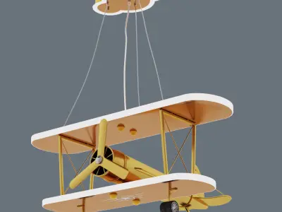 Gold painted chandelier airplane 3D model