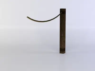 Fence segment pole with rope Low-poly 3D model