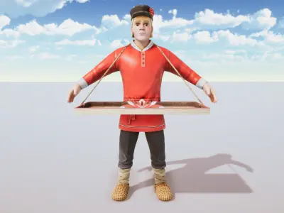 Stylized Character Street Dealer Rigged with Shape Keys Low-poly 3D model