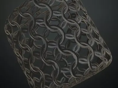 Red Perforated Metal Panel with Black Straps PBR SEAMLESS Texture